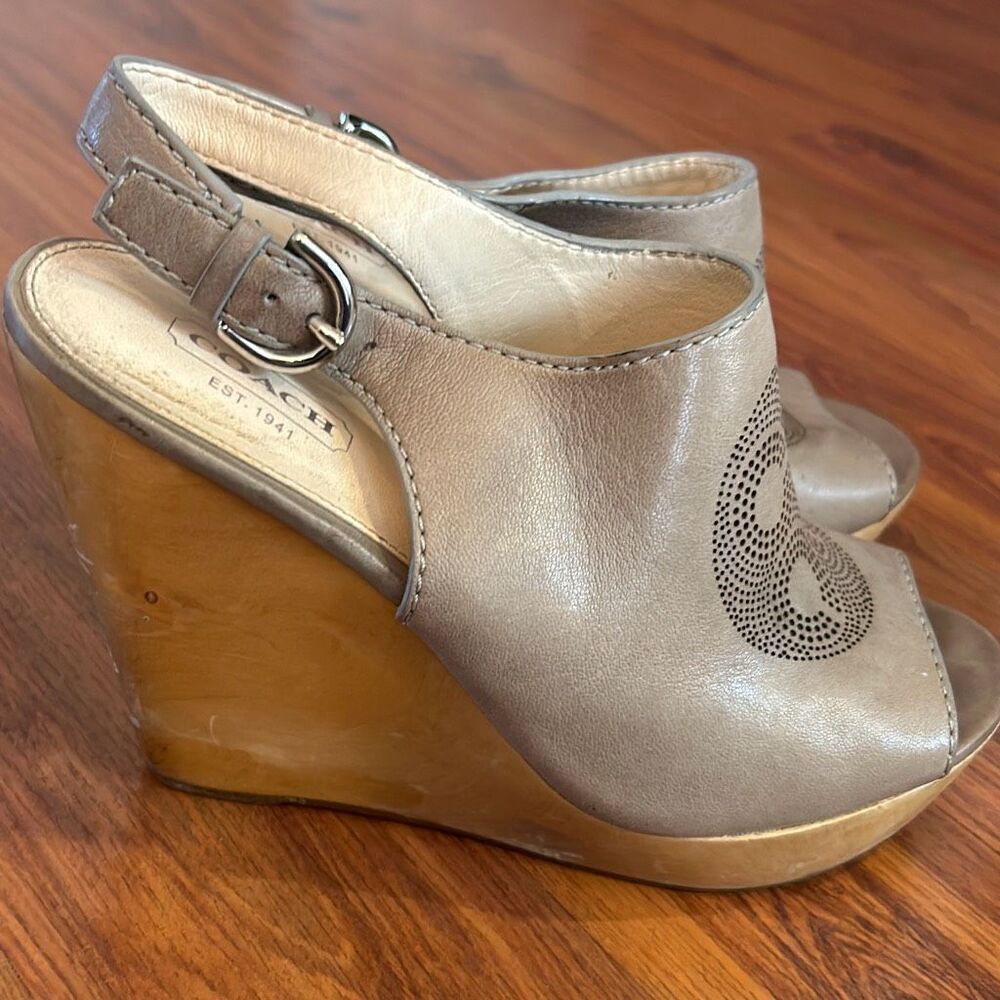 Coach wooden wedges taupe 7.5 - Picture 7 of 7
